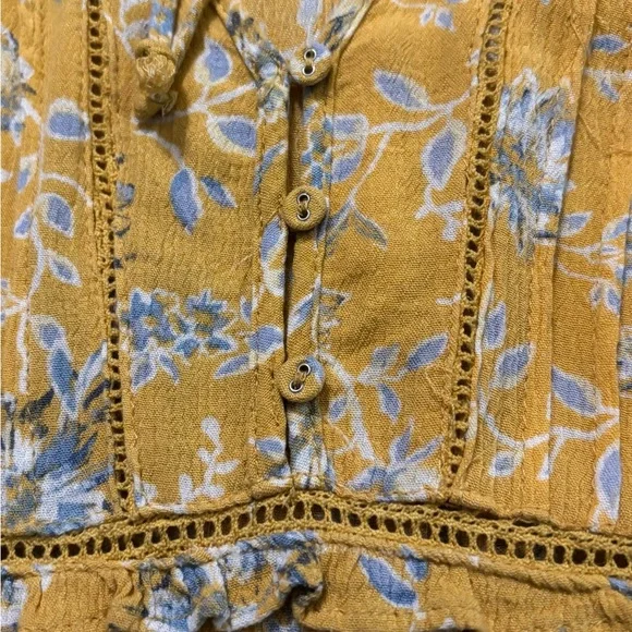 American Rag Yellow Floral Long Sleeve Blouse Size L - Picture 13 of 14